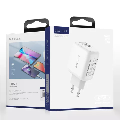 Dux Ducis chargeur 2 adaptateur USB-A Adaptateur secteur PowerIQ - Blanc