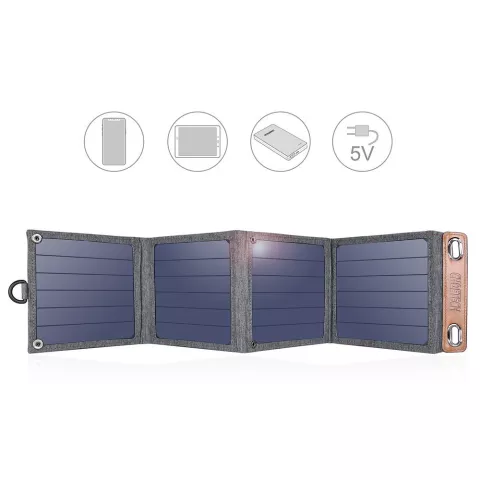 Choetech chargeur de panneau solaire pliable USB-A &eacute;tanche 14W chargeur de voyage solaire ext&eacute;rieur - Gris