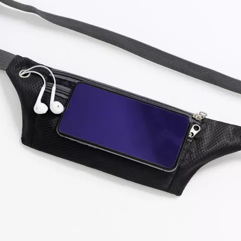 Sac banane pour smartphone, bracelet de sport, sac banane de course, &eacute;couteurs de randonn&eacute;e sportive - Noir