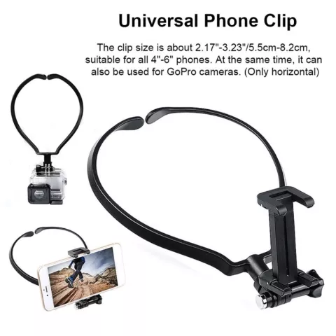 Support de t&eacute;l&eacute;phone universel au cou suspendu au support de cam&eacute;ra de sport de plein air pour smartphone - Noir