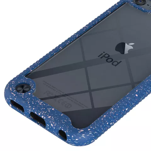 Coque hybride mouchet&eacute;e et protectrice en TPU mouchet&eacute;e compatible avec iPod Touch 5, 6 et 7 - bleu