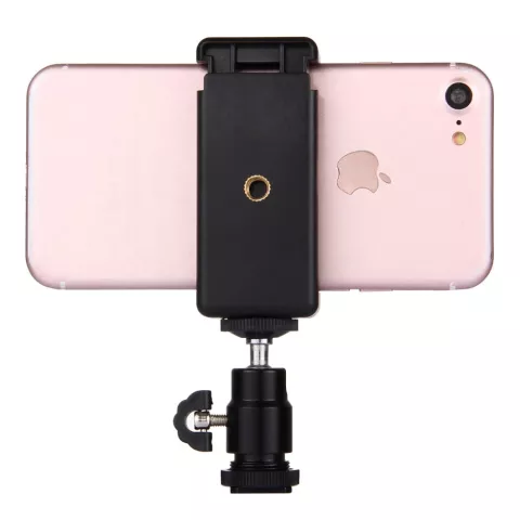 Puluz Fixation pour tr&eacute;pied t&ecirc;te de tr&eacute;pied selfie stick pince de t&eacute;l&eacute;phone standard smartphone universel - Noir