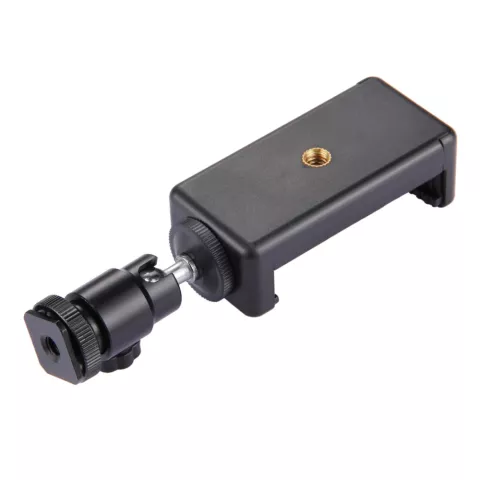 Puluz Fixation pour tr&eacute;pied t&ecirc;te de tr&eacute;pied selfie stick pince de t&eacute;l&eacute;phone standard smartphone universel - Noir