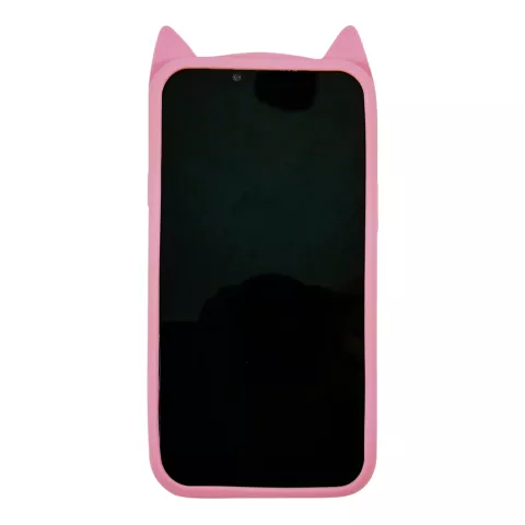Coque en silicone chat mignon compatible avec iPhone 12 et &agrave; l&#039;iPhone 12 Pro - rose