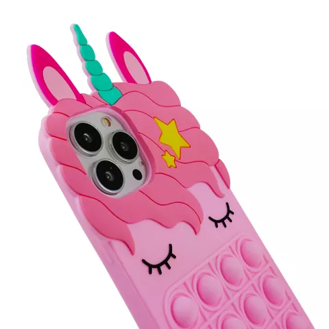 Coque licorne en silicone Unicorn Pop Fidget Bubble compatible avec iPhone 11 Pro - rose
