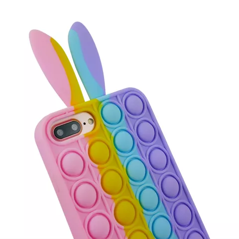 Coque en silicone Bunny Pop Fidget Bubble compatible avec iPhone 7 Plus et &agrave; l&#039;iPhone 8 Plus - color&eacute;e