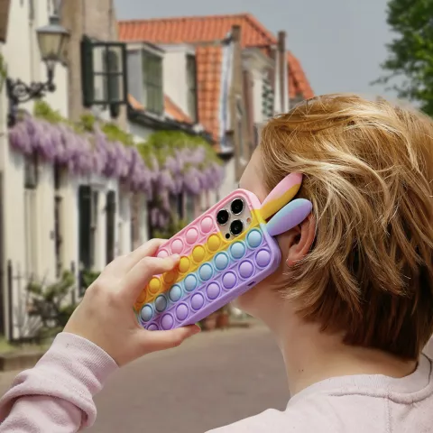 Coque en silicone Bunny Pop Fidget Bubble compatible avec iPhone 7 Plus et &agrave; l&#039;iPhone 8 Plus - color&eacute;e