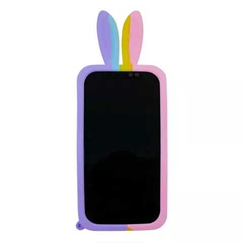 Coque en silicone Bunny Pop Fidget Bubble pour iPhone X et iPhone XS - Rose, jaune, bleu et violet