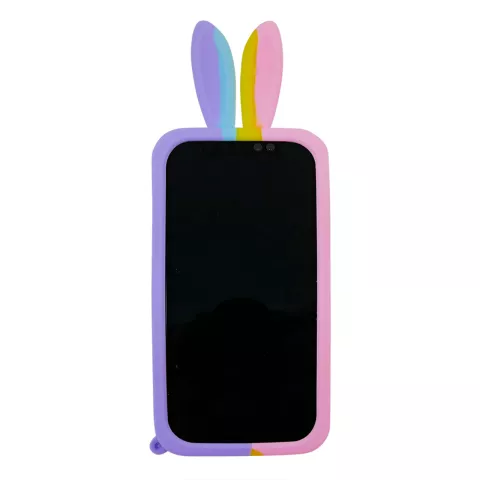Coque en silicone Bunny Pop Fidget Bubble pour iPhone 11 Pro Max - Rose, jaune, bleu et violet