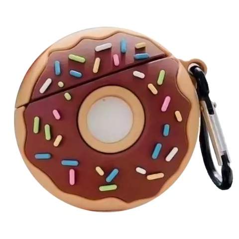 Etui de d&eacute;coration en silicone Donut Donut pour AirPods 1 et 2 - Marron