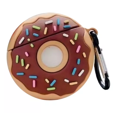 &Eacute;tui de d&eacute;corations de donuts en silicone Donut compatible avec AirPods 1 et 2 - marron