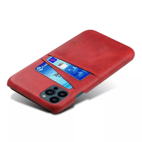 &Eacute;tui en cuir artificiel Duo Cardslot Wallet compatible avec iPhone 13 Pro Max - rouge