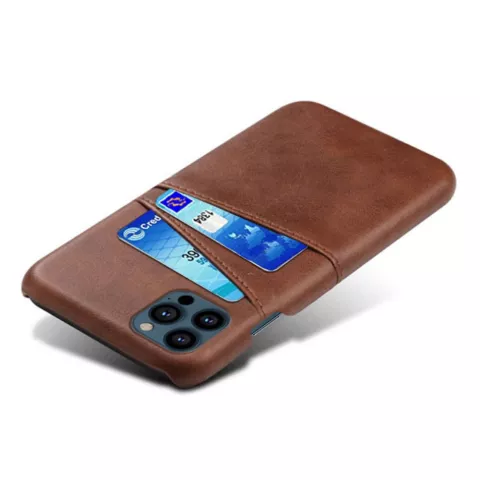 &Eacute;tui en cuir artificiel Duo Cardslot Wallet compatible avec iPhone 13 Pro Max - marron