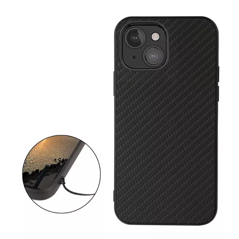 Coque en fibre de carbone Carbon TPU compatible avec iPhone 13 mini - noir