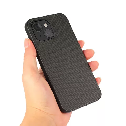 Coque en fibre de carbone Carbon TPU compatible avec iPhone 13 mini - noir