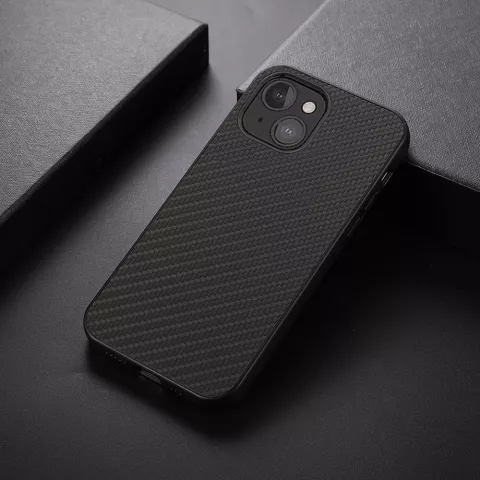 Coque en fibre de carbone Carbon TPU compatible avec iPhone 13 mini - noir