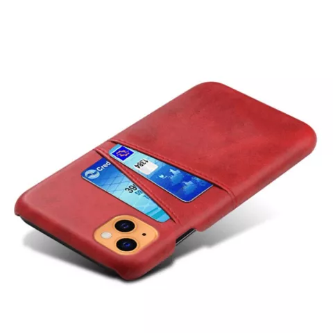 &Eacute;tui en cuir artificiel Duo Cardslot Wallet compatible avec iPhone 13 - rouge