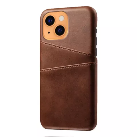 &Eacute;tui en cuir artificiel Duo Cardslot Wallet compatible avec iPhone 13 - marron
