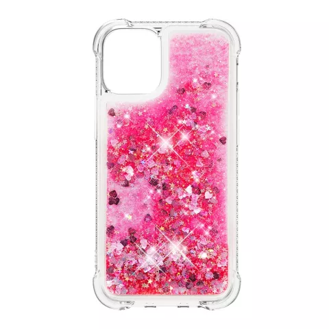 Coque TPU paillet&eacute;e pour iPhone 13 mini - transparente et rose