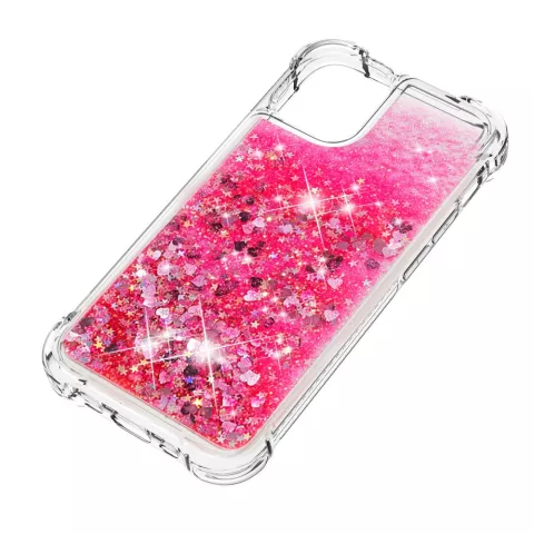 Coque TPU paillet&eacute;e pour iPhone 13 Pro - transparente et rose