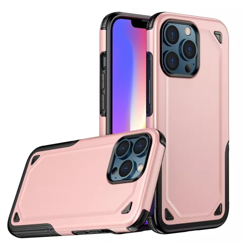 Pro Armor TPU avec coque robuste compatible avec iPhone 13 - or rose