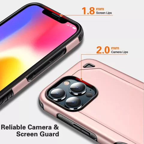 Pro Armor TPU avec coque robuste compatible avec iPhone 13 Pro Max - or rose