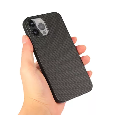 Coque en fibre de carbone Carbon TPU compatible avec iPhone 13 Pro Max - noir
