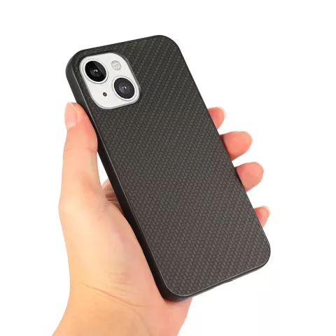 Coque en fibre de carbone Carbon TPU compatible avec iPhone 13 - noir