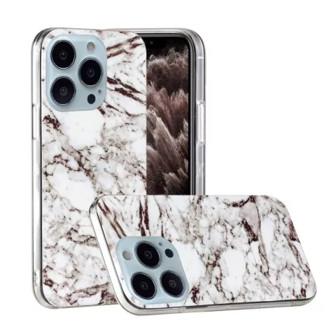 Coque en pierre de marbre TPU en marbre compatible avec iPhone 13 Pro Max - blanc