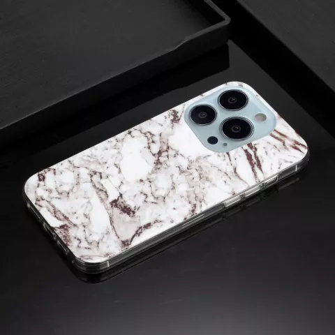 &Eacute;tui en marbre TPU Marble Stone pour iPhone 13 Pro Max - Blanc