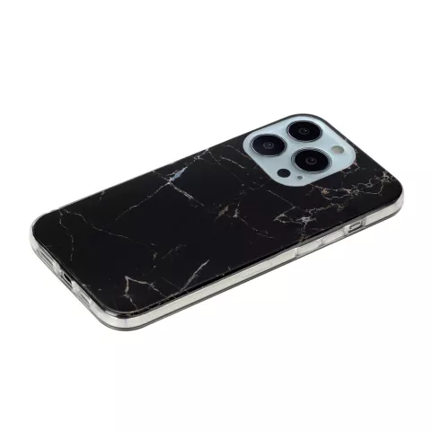 Coque en pierre de marbre TPU en marbre compatible avec iPhone 13 Pro - noir
