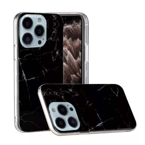 &Eacute;tui en marbre TPU Marble Stone pour iPhone 13 Pro - Noir