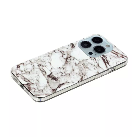 Coque en pierre de marbre TPU en marbre compatible avec iPhone 13 Pro - blanc