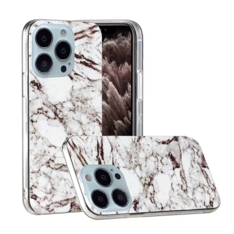 &Eacute;tui en marbre TPU Marble Stone pour iPhone 13 Pro - Blanc