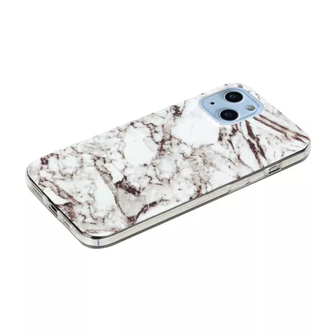 Coque en marbre TPU en pierre de marbre compatible avec iPhone 13 - blanc