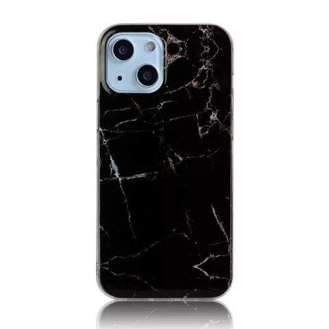 Coque en marbre TPU en pierre de marbre compatible avec iPhone 13 - noir