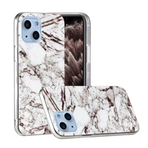 Coque en pierre de marbre TPU en marbre compatible avec iPhone 13 mini - blanc