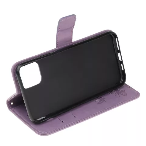 &Eacute;tui &agrave; fleurs en cuir artificiel pour biblioth&egrave;que portefeuille, compatible avec iPhone 13 - violet
