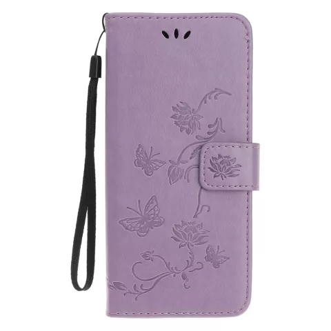 &Eacute;tui &agrave; fleurs en cuir artificiel pour biblioth&egrave;que portefeuille, compatible avec iPhone 13 mini - violet