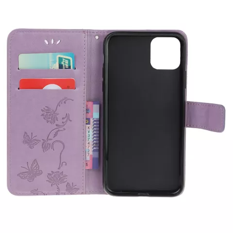 &Eacute;tui &agrave; fleurs en cuir artificiel pour biblioth&egrave;que portefeuille, compatible avec iPhone 13 mini - violet