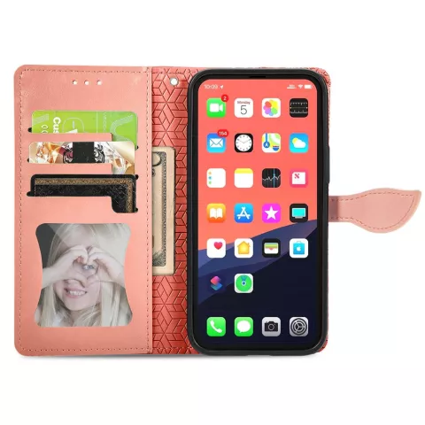 &Eacute;tui portefeuille en cuir artificiel avec mandala compatible avec iPhone 13 mini - rouge