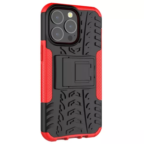 TPU antichoc avec &eacute;tui robuste compatible avec iPhone 13 Pro - Rouge et noir