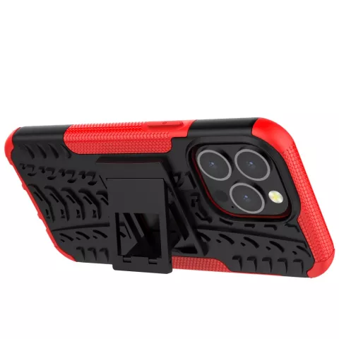 TPU antichoc avec &eacute;tui robuste compatible avec iPhone 13 Pro - Rouge et noir