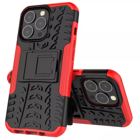 TPU antichoc avec &eacute;tui robuste compatible avec iPhone 13 Pro - Rouge et noir