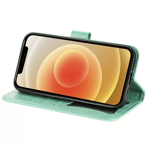 &Eacute;tui portefeuille en cuir artificiel avec mandala compatible avec iPhone 13 mini - vert