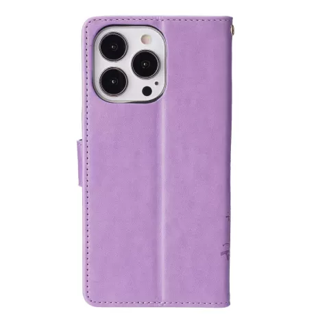 &Eacute;tui portefeuille en cuir artificiel avec plantes et papillons compatible avec iPhone 13 Pro - Violet