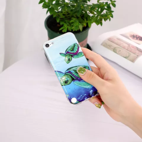 Coque en TPU compatible avec iPod Touch 5, 6 et 7 - bleue et verte