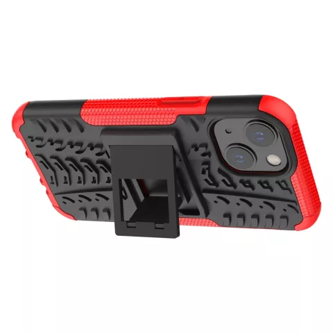 TPU antichoc avec &eacute;tui robuste compatible avec iPhone 13 mini - Rouge et noir