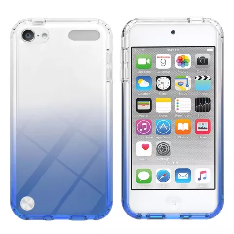 Coque en TPU compatible avec iPod Touch 5, 6 et 7 - transparente et bleue