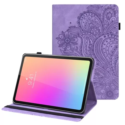 Housse en cuir artificiel Wallet Bookcase compatible avec iPad mini 6 (2021) et &agrave; l&#039;iPad mini 7 (2024) - violet